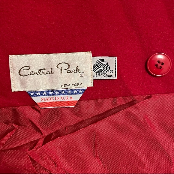 VTG🇺🇸Central Park ILGWU Holiday Christmas Carol Red Wool Long Coat | Sz S - Picture 12 of 16